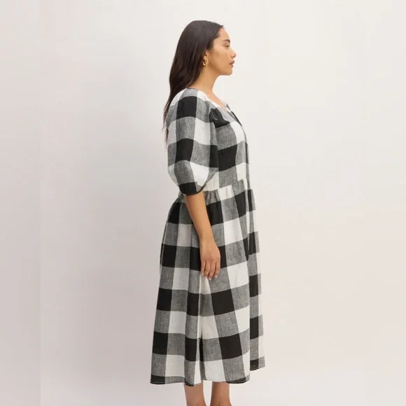 Everlane The Linen Oversized Puff Sleeve - Gingham (S) - Picture 7 of 13